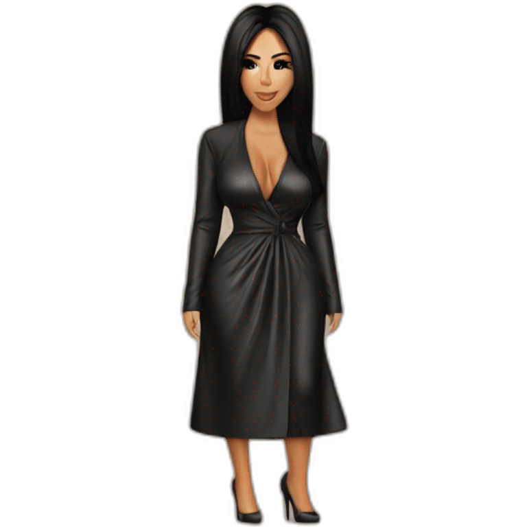 Kim Kardashian en robe en cuir emoji