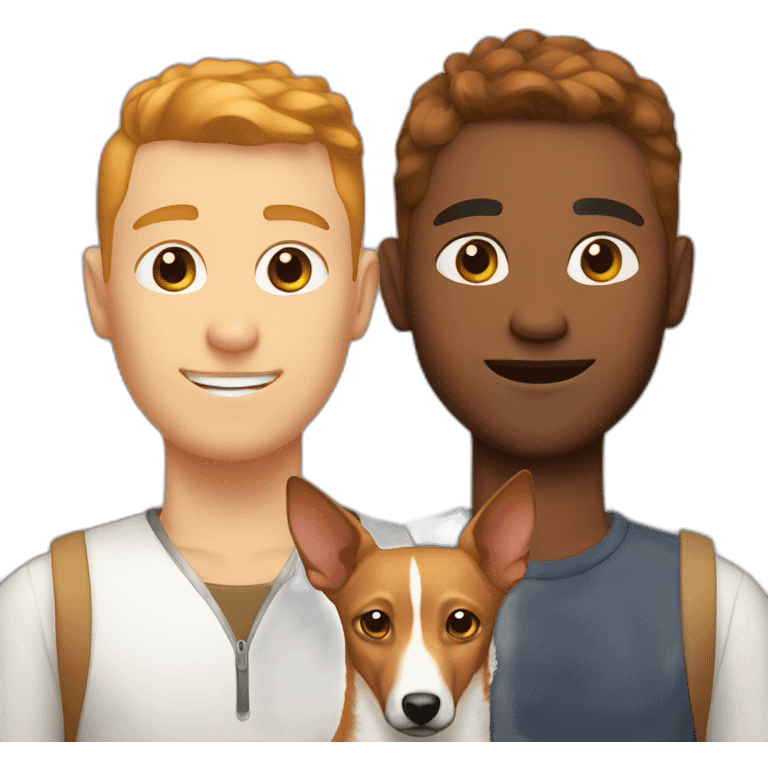 Human white and brown gay couple with a podenco emoji