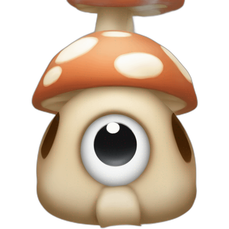 3d sphere with a cartoon Mooshroom skin texture with big beautiful eyes emoji