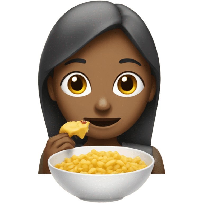 The lady is eating emoji