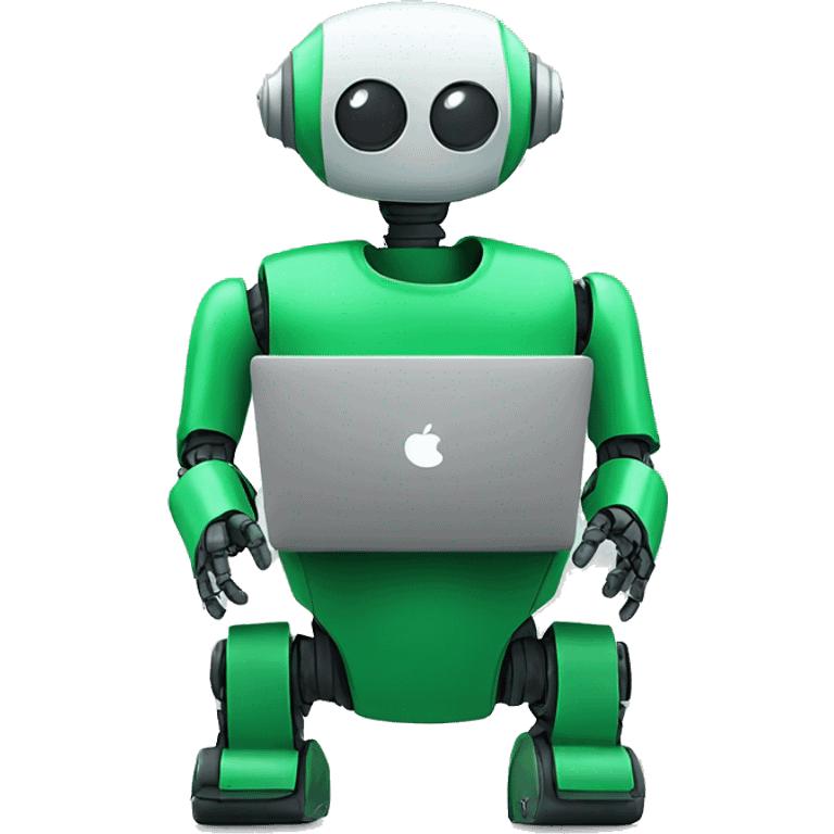 robot in laptop wearing green t-shirt emoji