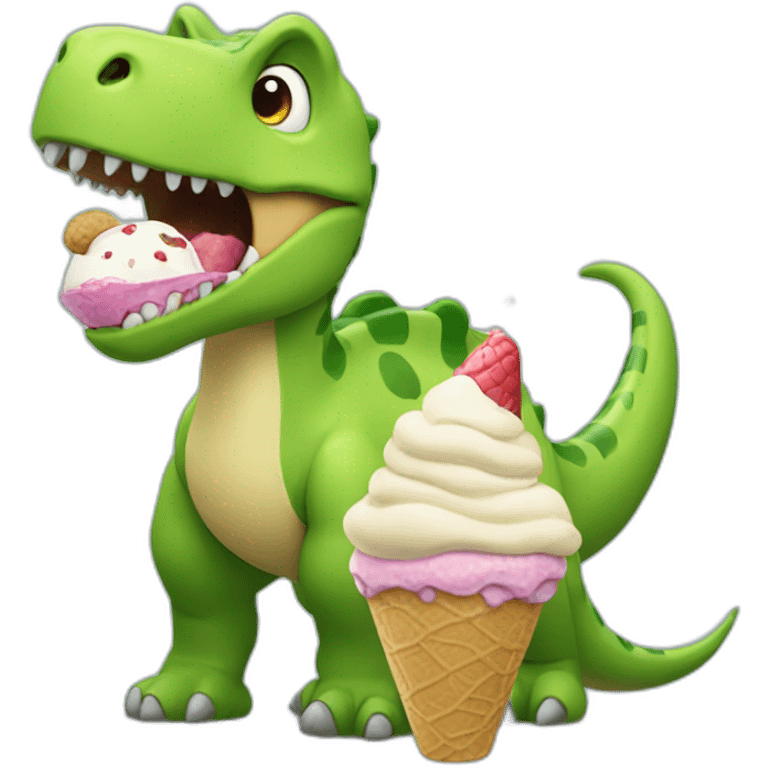 Dinosaur eating ice cream emoji