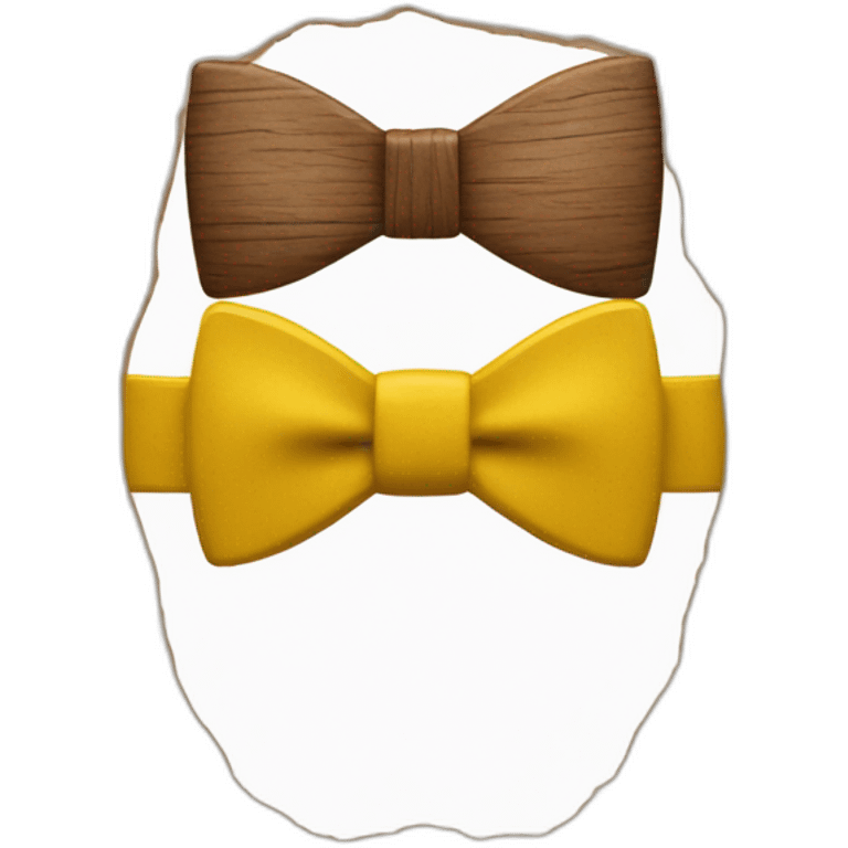 Wooden bow tie with mustard yellow middle emoji