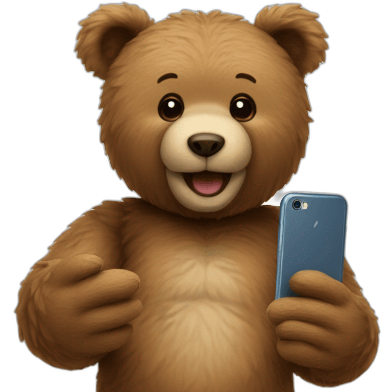 teddy bear taking a selfie emoji