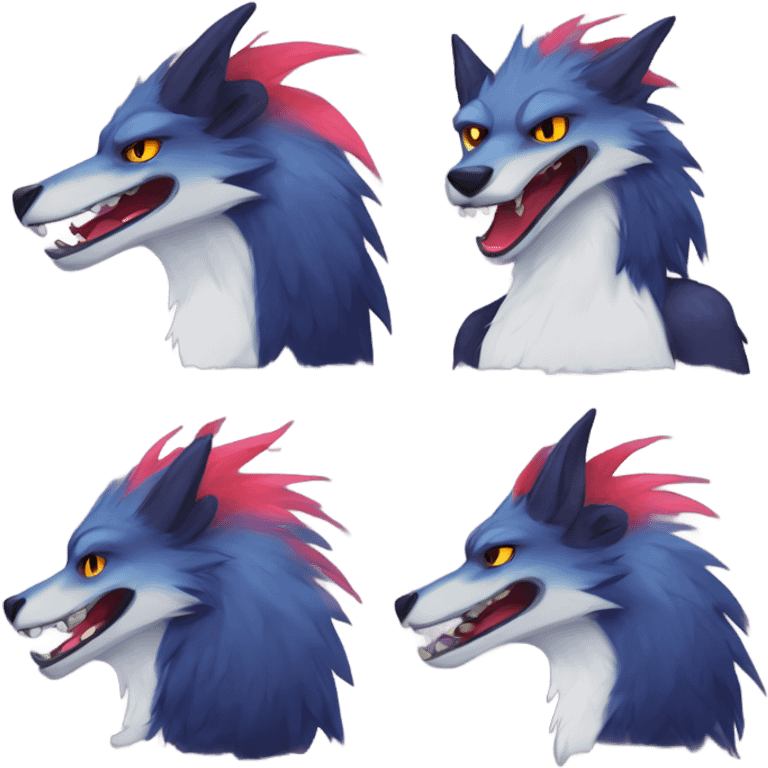 Colorful cute edgy badass anthropomorphic sergal furry  emoji