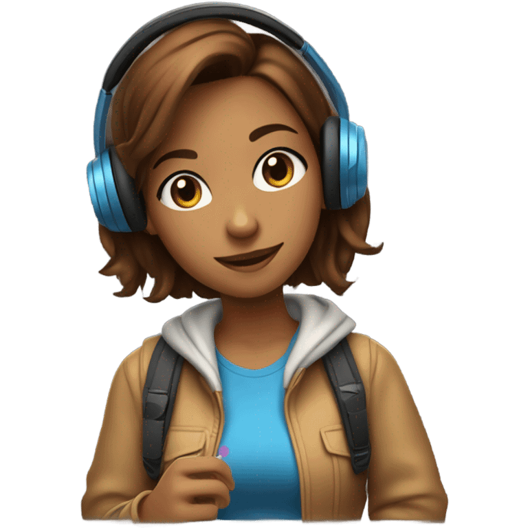 Brown hair gamer girl emoji