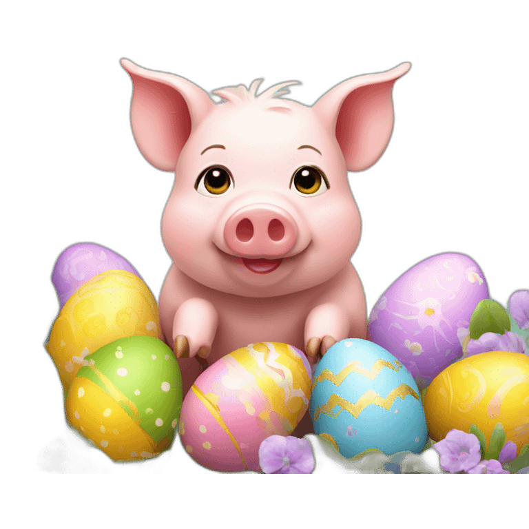 pig with easter decoration emoji