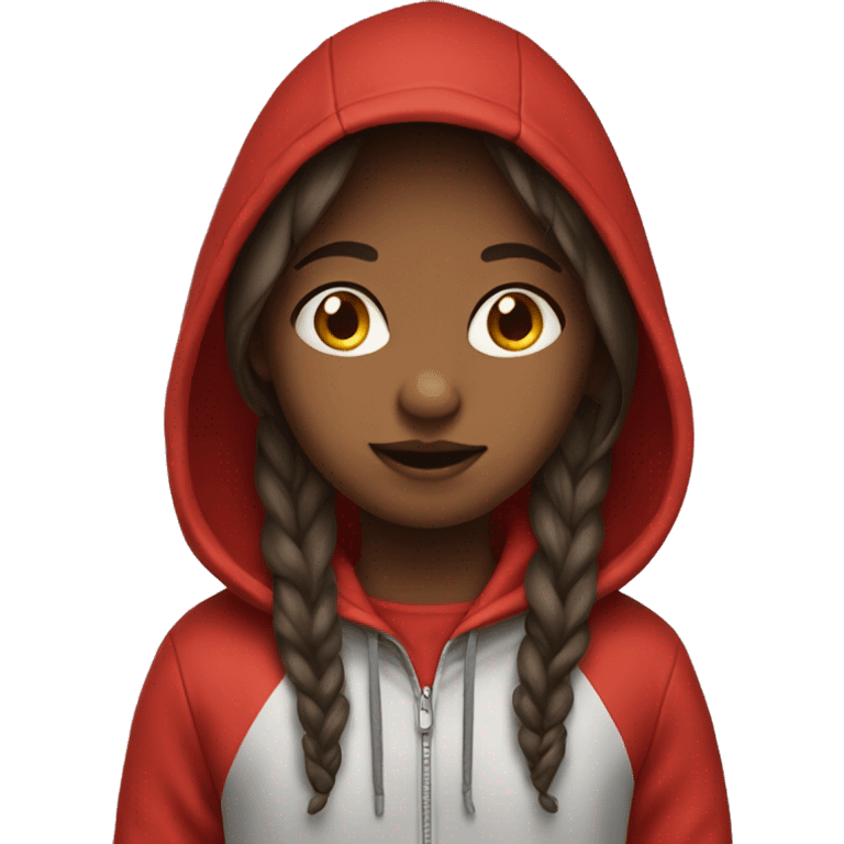 little girl wearing red hoodie emoji