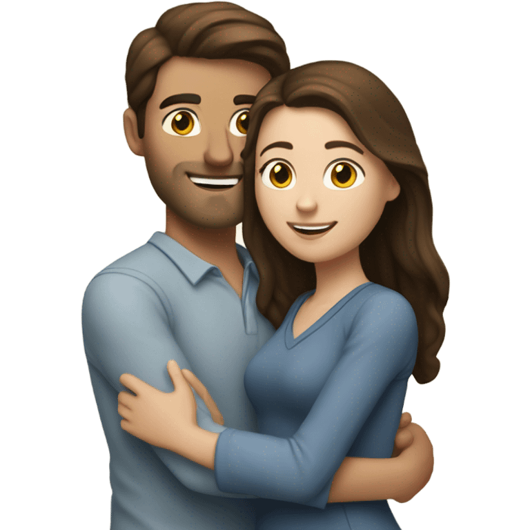 caucasian brunette couple hugging emoji