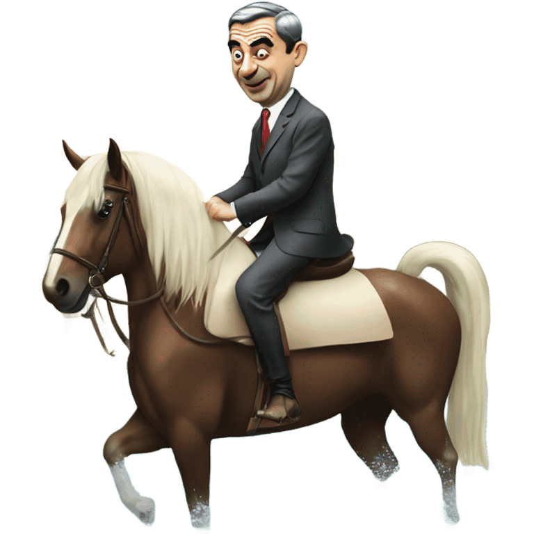 Mr bean on a horse in a pool  emoji