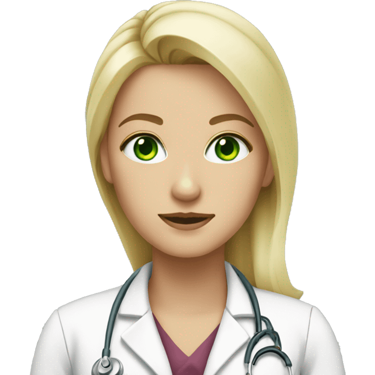 Blonde, green eyes, doctor  emoji