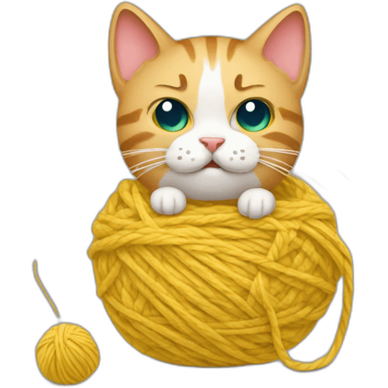 Cat vomiting hairball and playing with yarn emoji