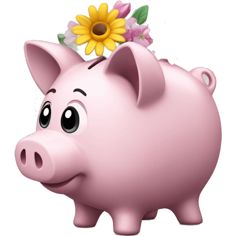 piggy bank with flowers emoji