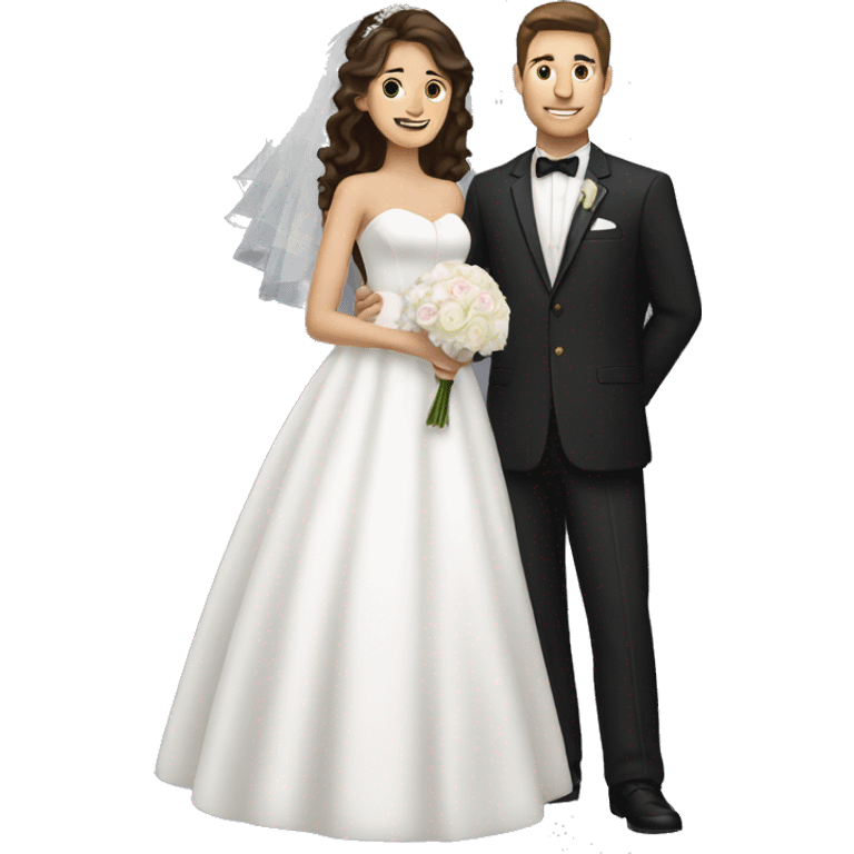 brunette hair bride and husband emoji