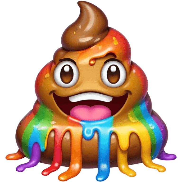 melted rainbow poop emoji monster emoji