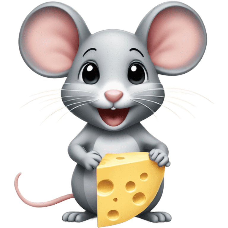 A cute mouse with a piece of cheese  emoji