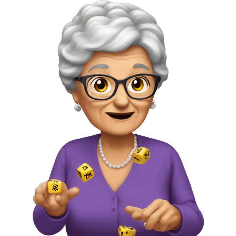 a grandmother rolling dice emoji