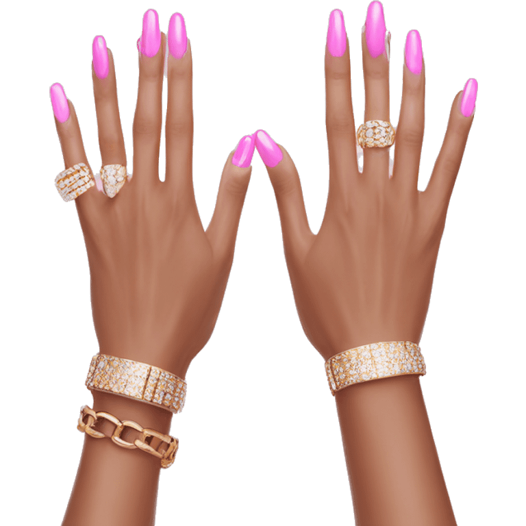 light hand luxury bracelet pink nails emoji