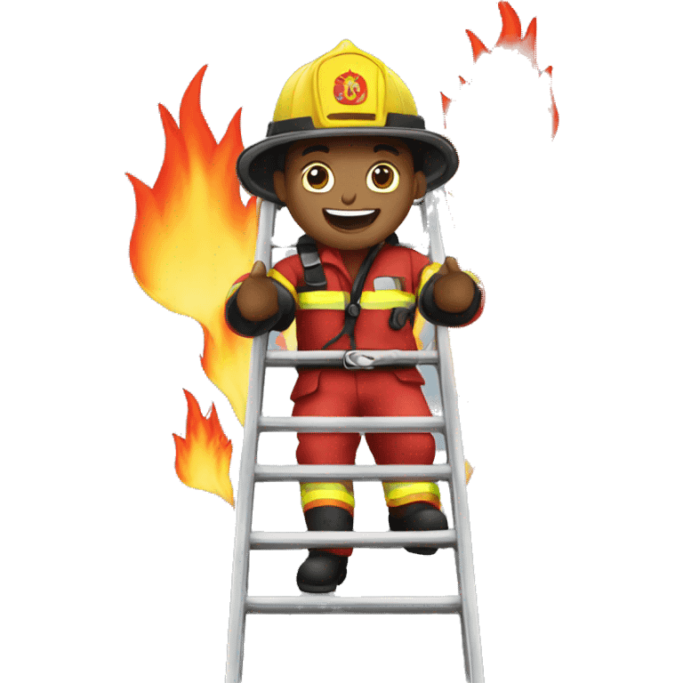 Fire fighter on a ladder emoji