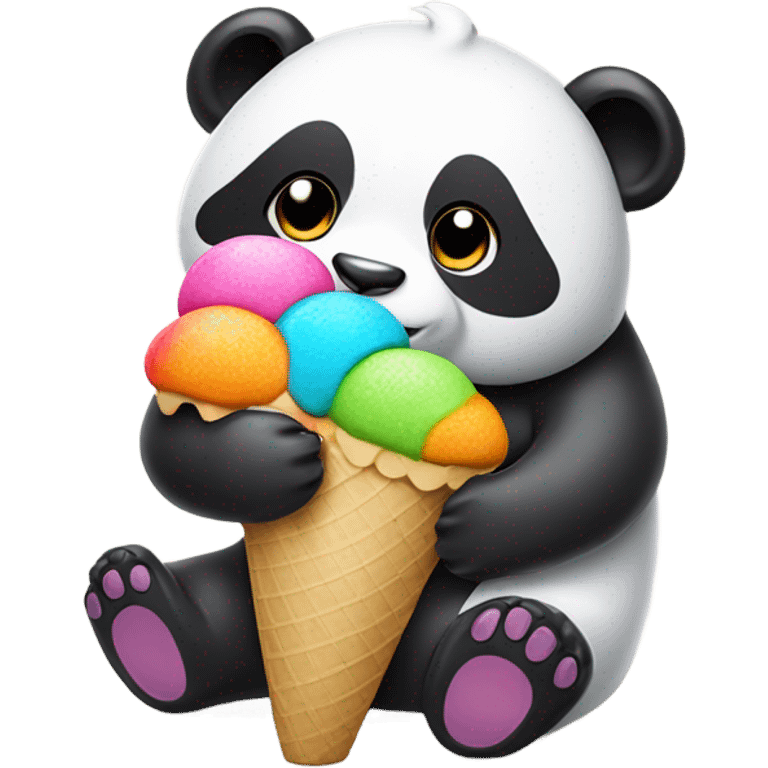 Panda eating ice cream emoji