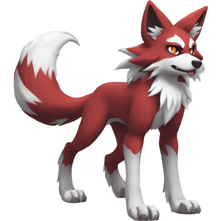 Anthro-Lycanroc-Red-White-Werewolf-Midnight-form Full Body emoji