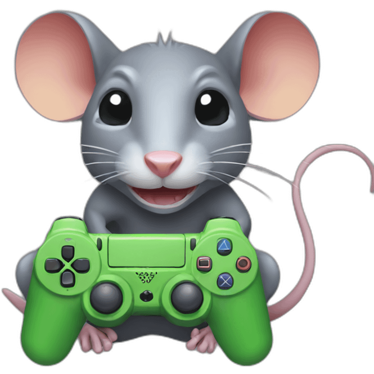 Rat with lizard playing playstation emoji