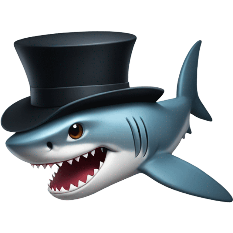 Shark with a top hat emoji