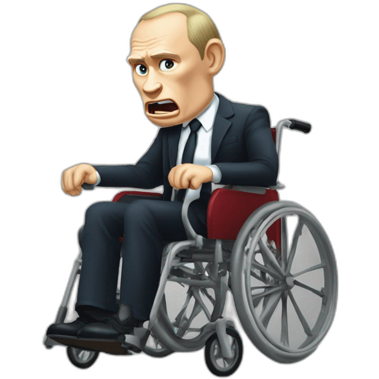 furious vladimir putin monke rides golden broken wheelchair emoji