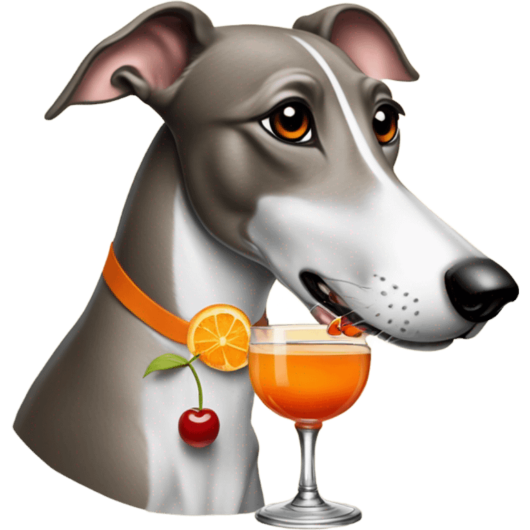 Greyhound drinking an old fashioned  emoji