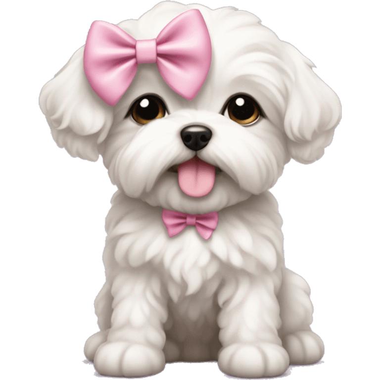 Schichon puppy pink bow emoji