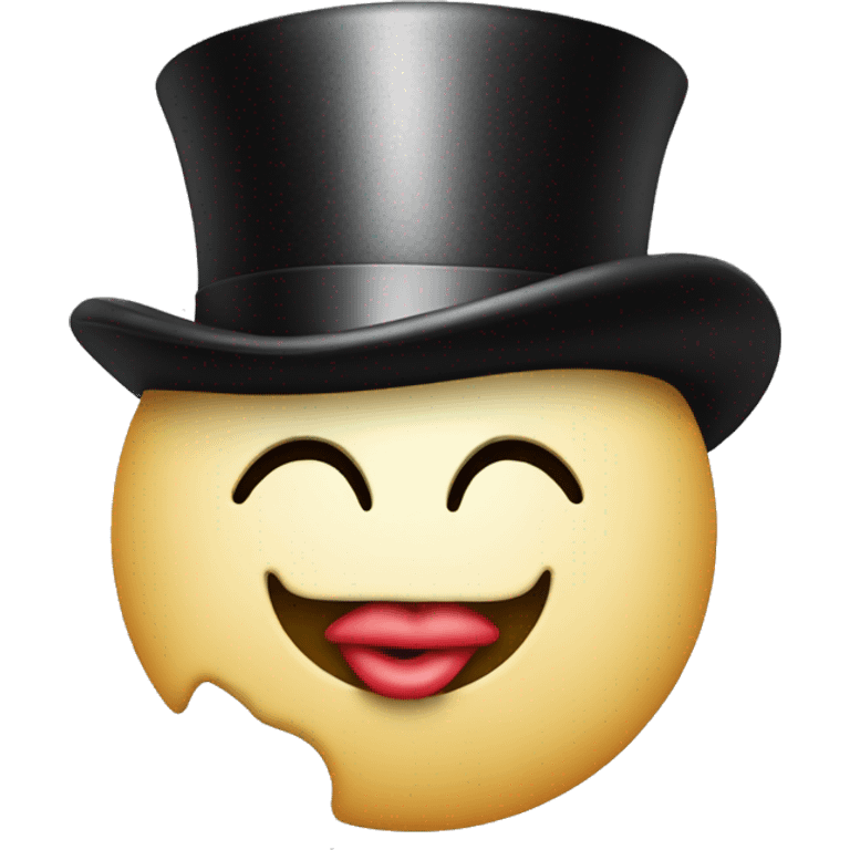 kiss face with top hat emoji