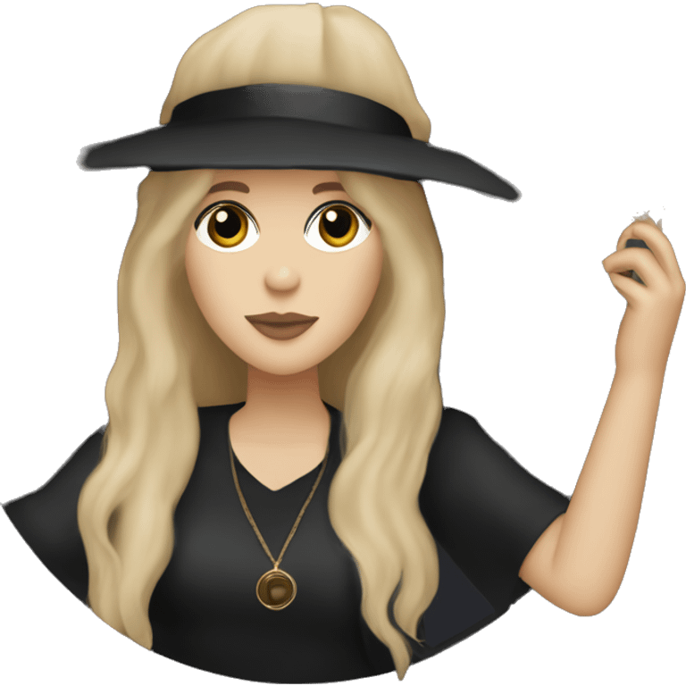 Stevie nicks in black holding a tambourine emoji