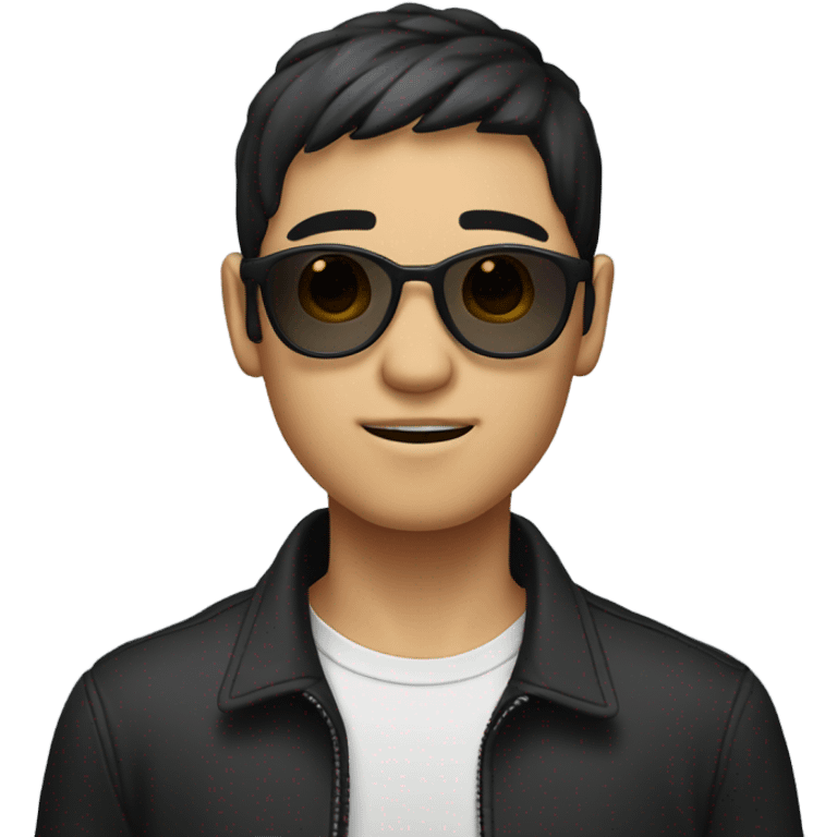 programmer, student, asian, black hair, black eyes, male, round face, black sunglasses emoji