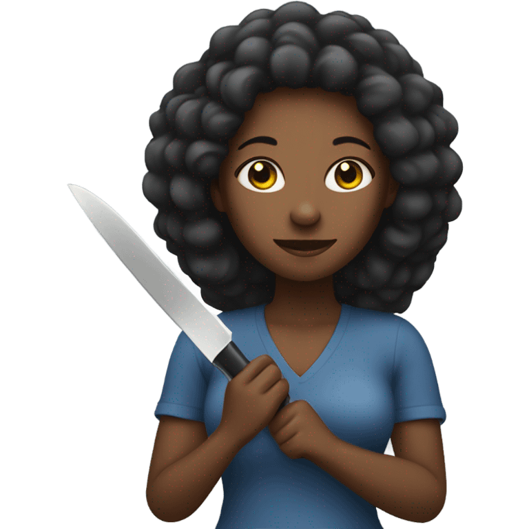 Black woman with a knife emoji