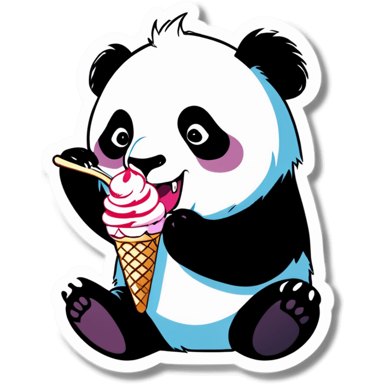 Panda eating ice cream emoji