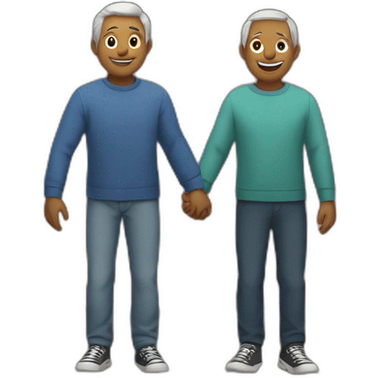 Older brothers holding hands on the side of a house emoji