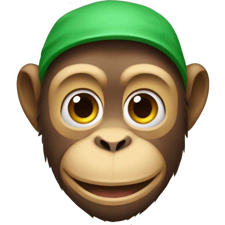 A monkey wearing a green and red tshirt a emoji