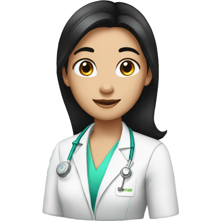 girl pharmacist with black hair in a ponytail emoji