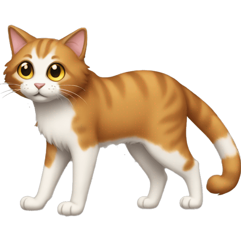 furry cat, brown tail, full body emoji