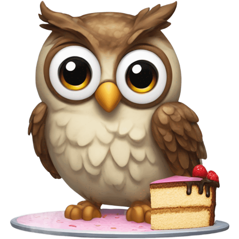 Owl eating cake emoji