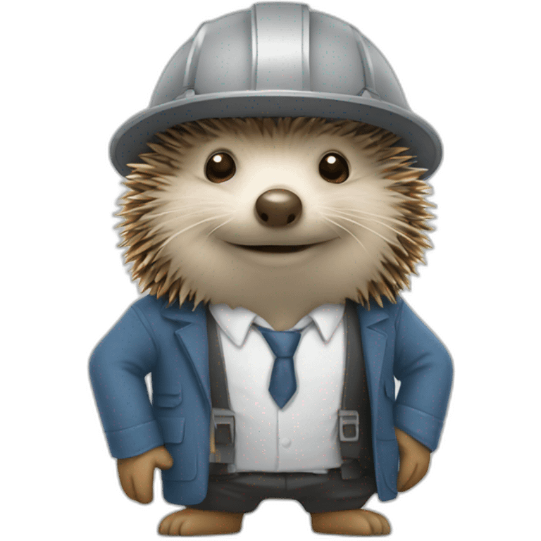 An architect-dressed hedgehog emoji