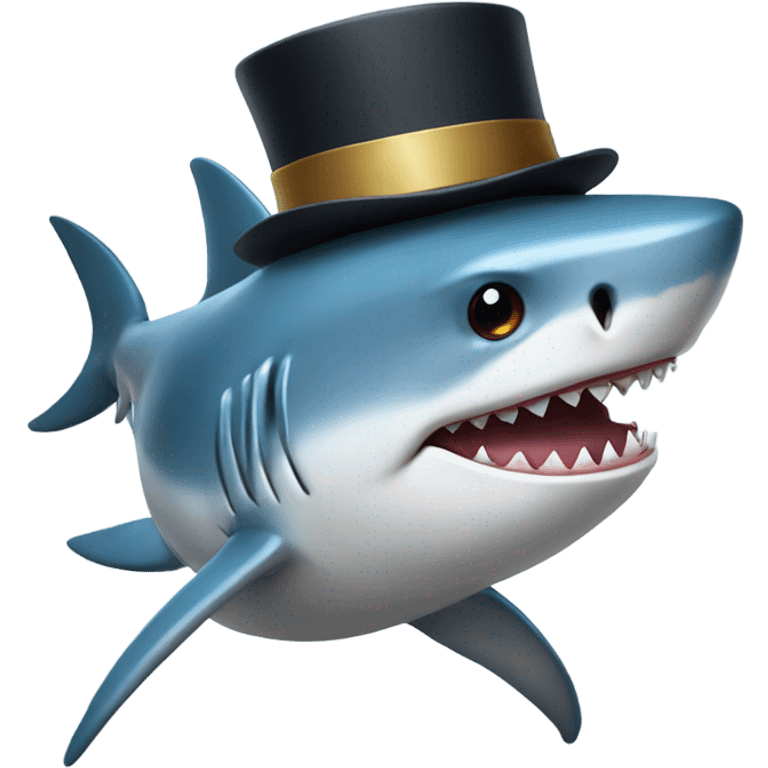 Shark with a top hat emoji