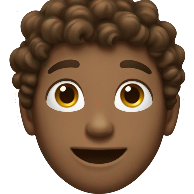 a boy smiling with puffy brown curly hair  emoji