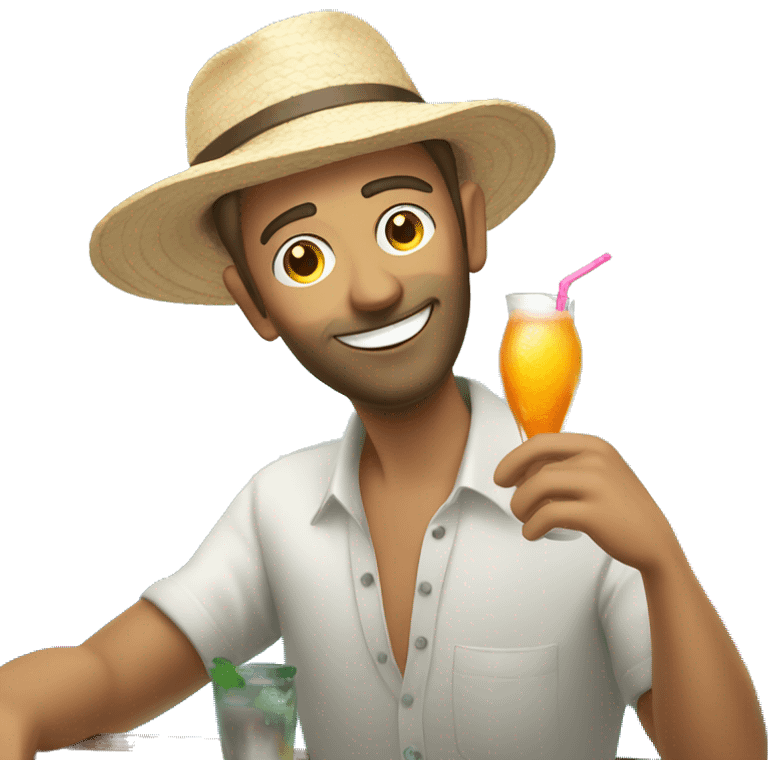 Water vacation white guy with cocktail emoji