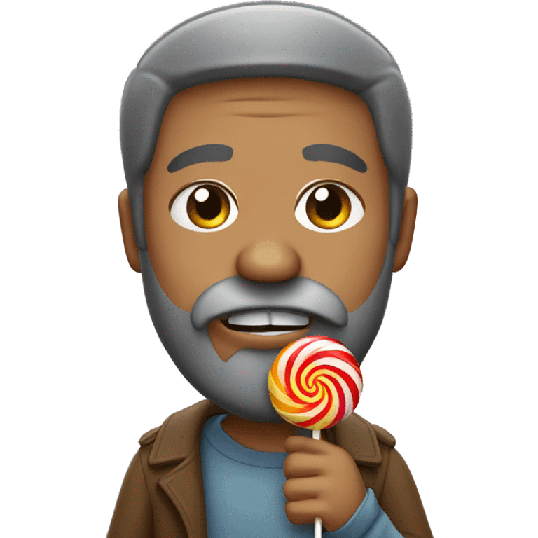 a man with the flu eating a lolipop with a beard emoji