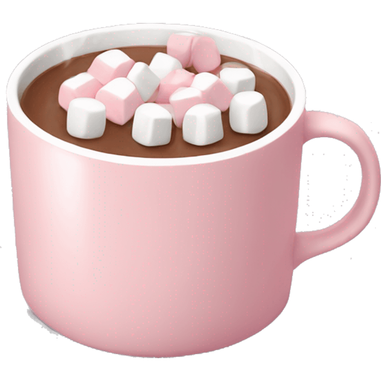 Light Pink mug of hot chocolate with marshmallows  emoji