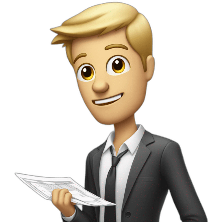 mistake business man checking balance sheets emoji