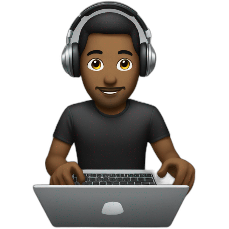 Dj guy before a laptop  emoji