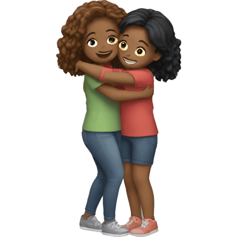 2 girls best friends hugging  emoji