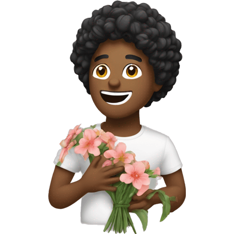 Cantante con fiori emoji